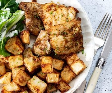 Air Fryer Chicken Thighs and Potatoes