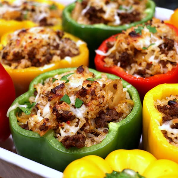 Slow Cooker Stuffed Peppers with Ground Beef